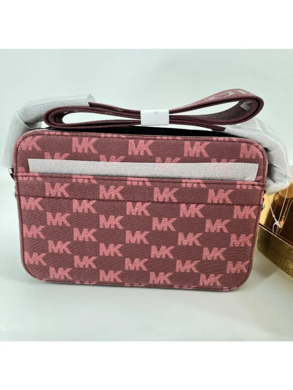 Michael Kors Maeve East West Crossbody Mulberry Coated Canvas Card Case Gift Box